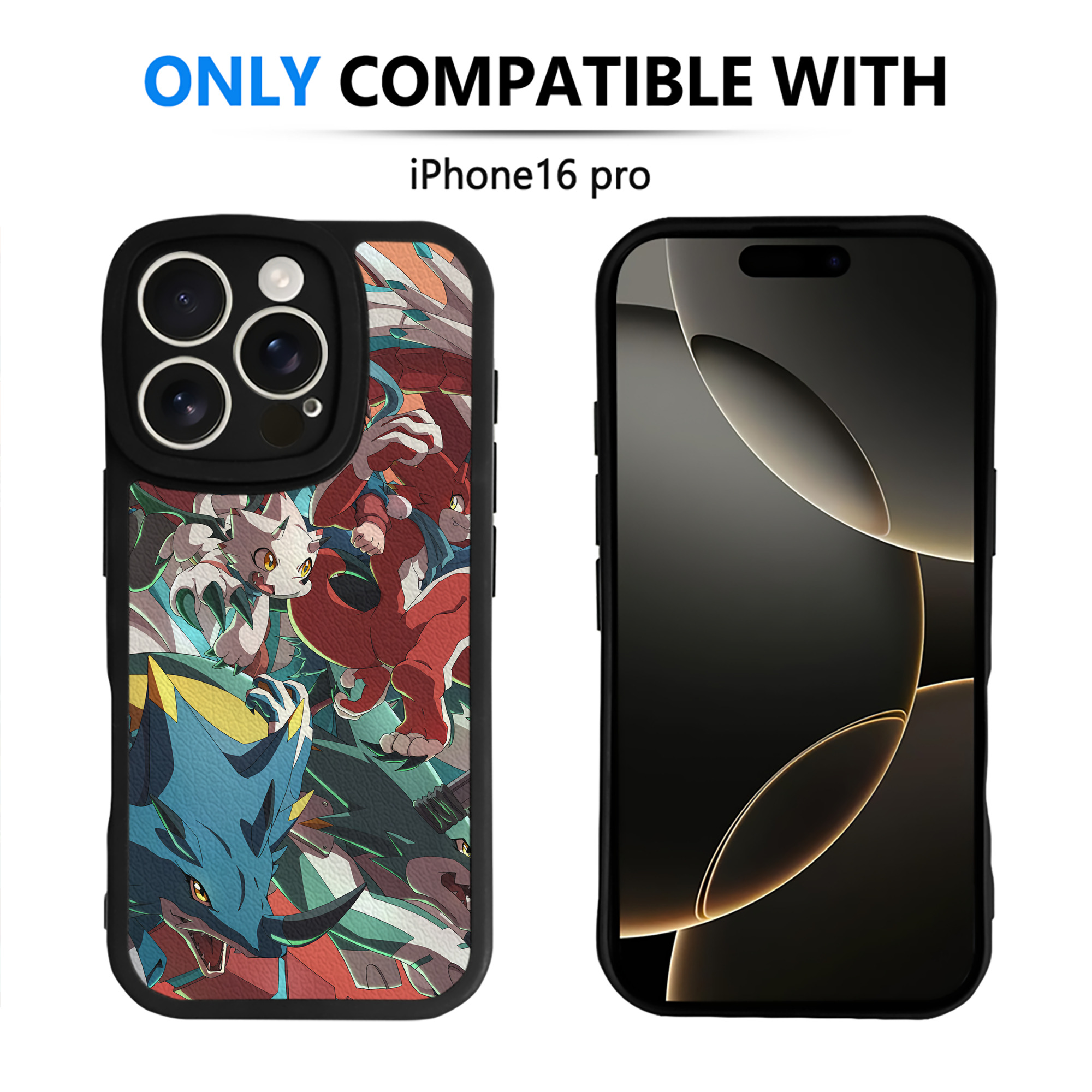 （画像用） Digimon デジタルモンスター/デジモン 【iPhone 16シリーズ対応】シリコンスマホケース（レザー調） 材質：シリコン